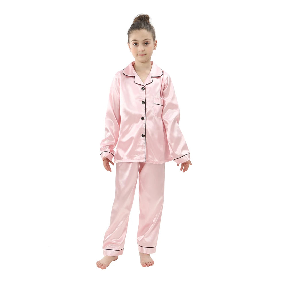Kids' Ice Silk Pajamas Set | Summer Thin Short Sleeve Shorts 2-Piece Boys & Girls Homewear