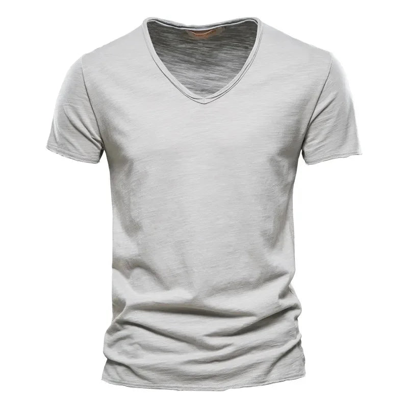 Men's 100% Cotton V-Neck Short Sleeve Tee — Classic Everyday T-Shirt