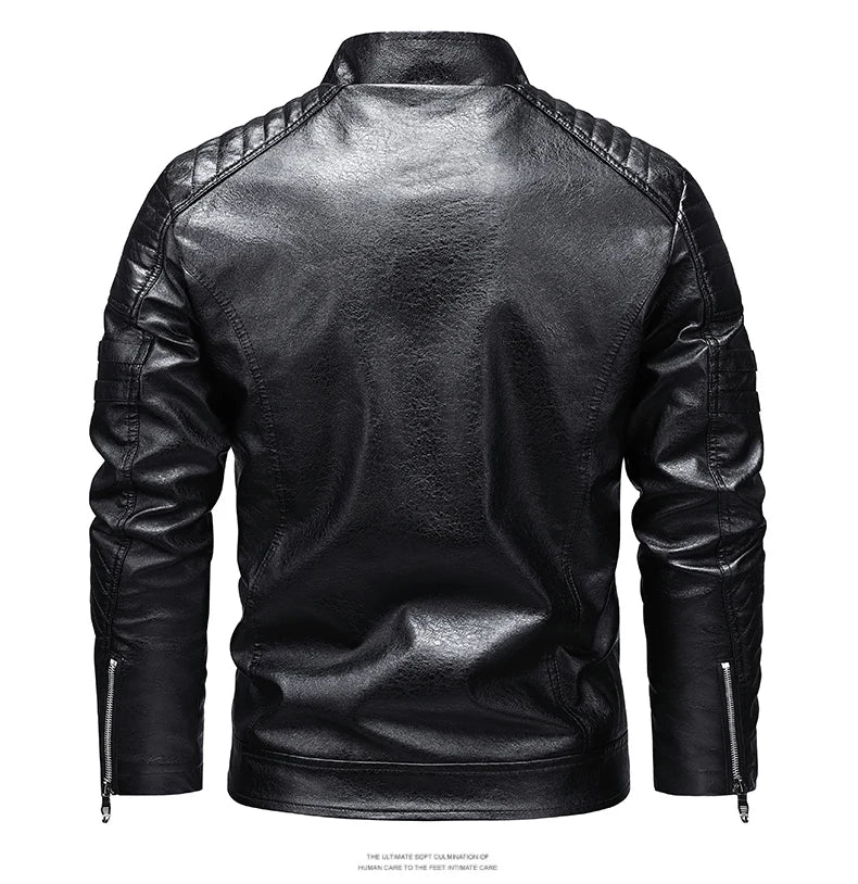 Men's Faux Leather Jacket – Slim Fit Casual Layer
