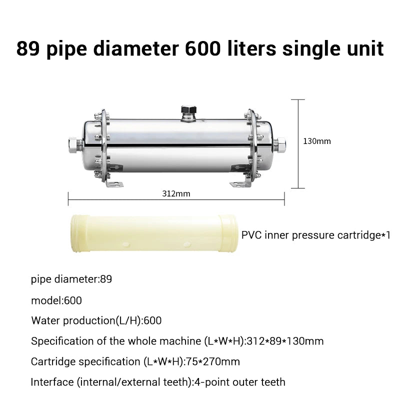 3000L Home Water Purifier — Stainless Steel PVDF Ultrafiltration, Washable & Direct-Drinking