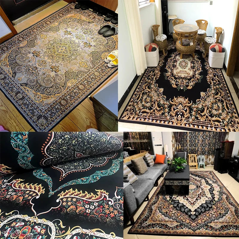 Persian Style Large Area Carpet – Retro Non-Slip Washable Rug for Living Room & Bedroom