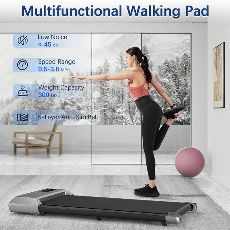2-in-1 Treadmill & Walking Pad – 300LBS Capacity, 2.5HP, LCD Display, Walking & Running Fitness Machine for Home