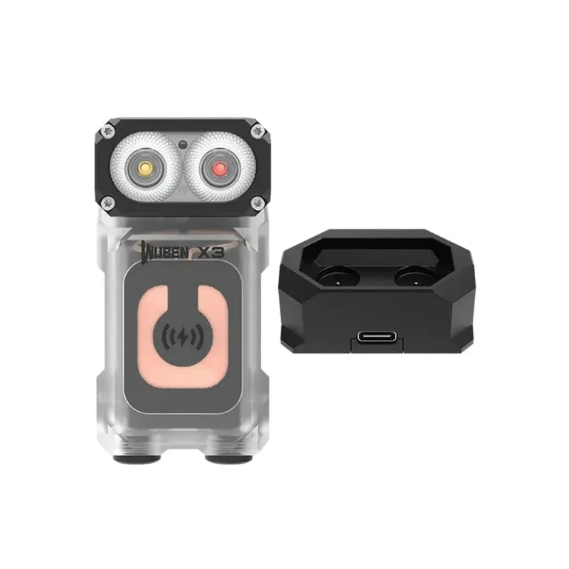WUBEN X3 Lightok 700 Lumen Wireless Charging EDC Flashlight – Swivel Head, Red & White Light, Charging Box
