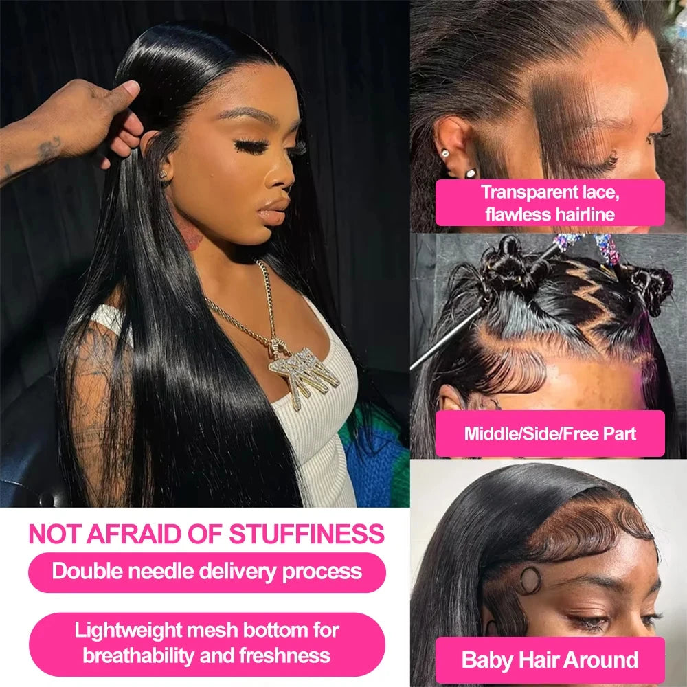 250 Density Bone Straight Lace Front Wig | Glueless 13x4 13x6 5x5 HD Transparent Lace Brazilian Human Hair