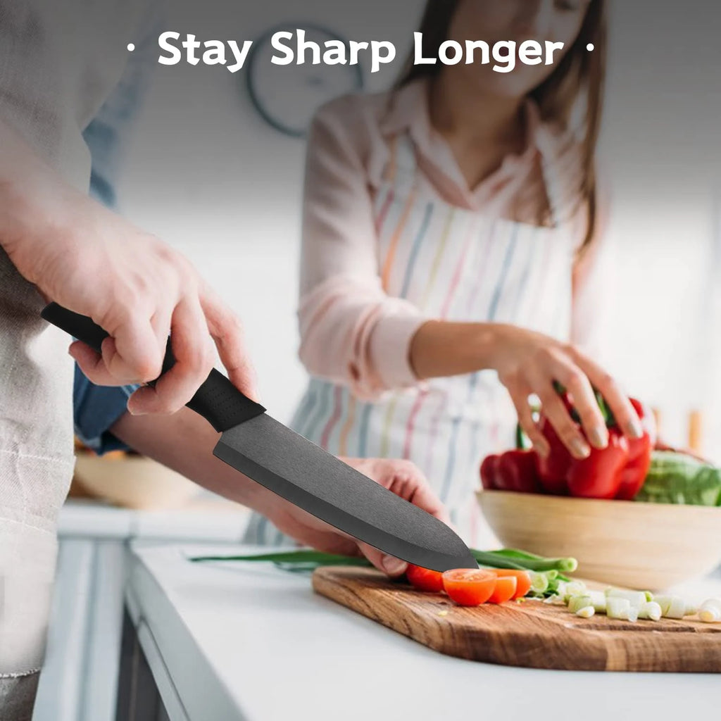 Ceramic Kitchen Knife with Protective Cover – Ultra-Sharp Chef, Fruit & Cleaver Knife with Non-Slip Handle