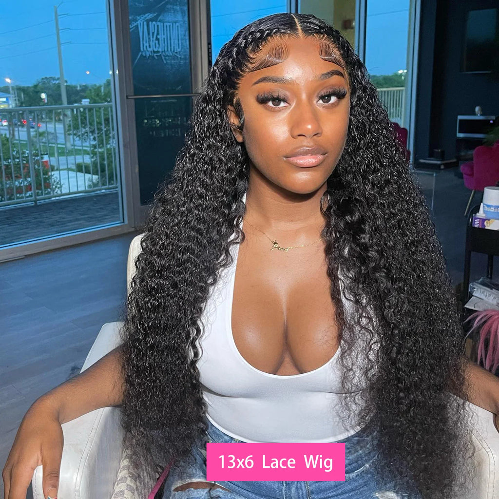 200 Density 40 Inch Deep Wave Lace Front Wig | 13x4 13x6 360 HD Lace Water Wave Curly Human Hair for Black Women