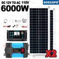 SOECOPO 6000W Solar Power System Kit – 200W x2 Panels, DC to AC Inverter, 100A Controller for Home & Camping