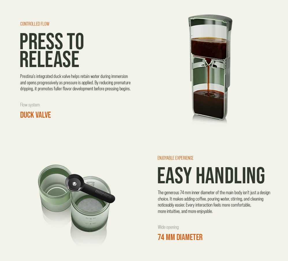 Coffee Anywhere, Anytime — WACACO Prestina All-in-1 Portable French Press | Foldable Manual Brewer for Camping, Hiking & Travel