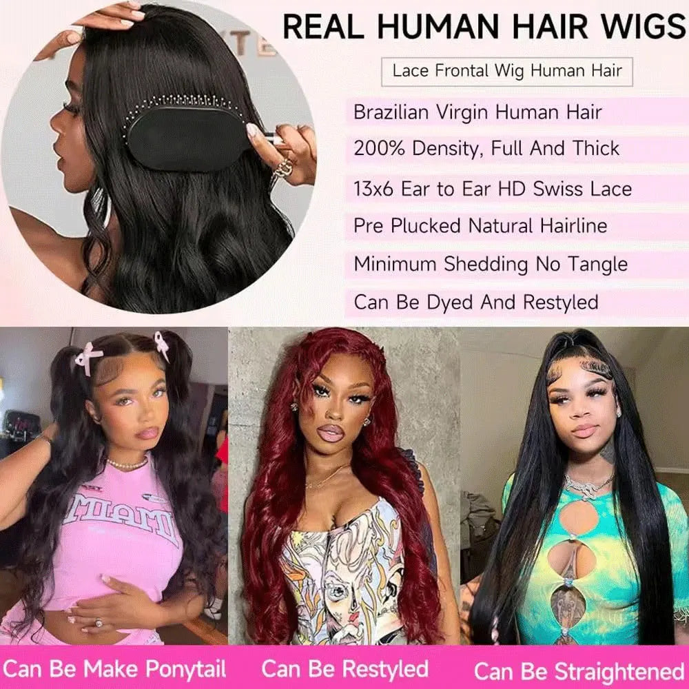 250 Density Body Wave Lace Front Wig | 13x4 13x6 5x5 HD Glueless Pre-Plucked Bleached Knots Brazilian Human Hair
