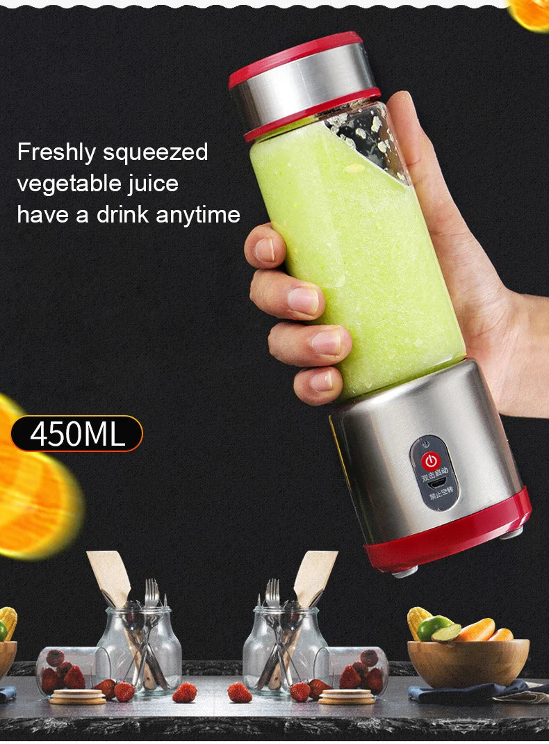 Multifunction Portable USB Rechargeable Blender – Electric Fruit Mixer, Orange Juicer & Milkshake Maker