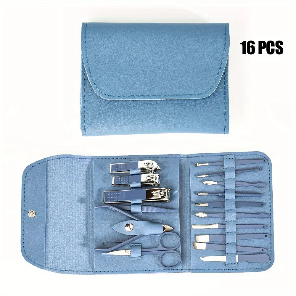 16-Piece Professional Nail Clippers & Cuticle Nippers Set – Manicure & Pedicure Kit with Travel Case