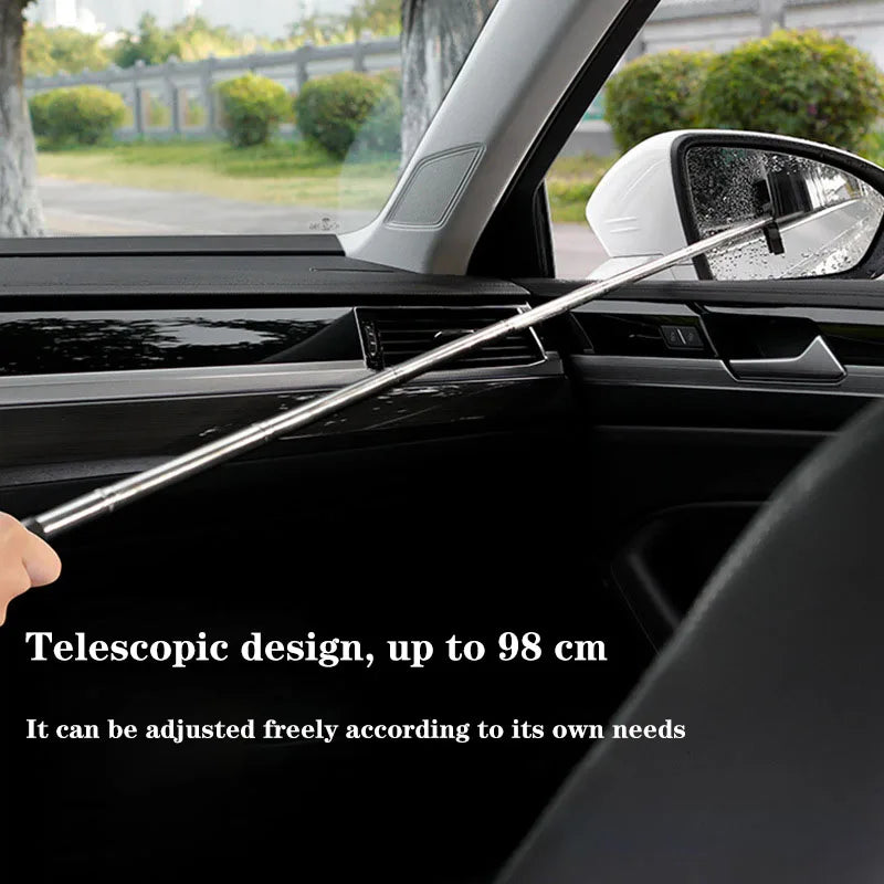Telescopic Car Rearview Mirror Wiper & Window Cleaning Brush – 21–98cm, 5 Colors