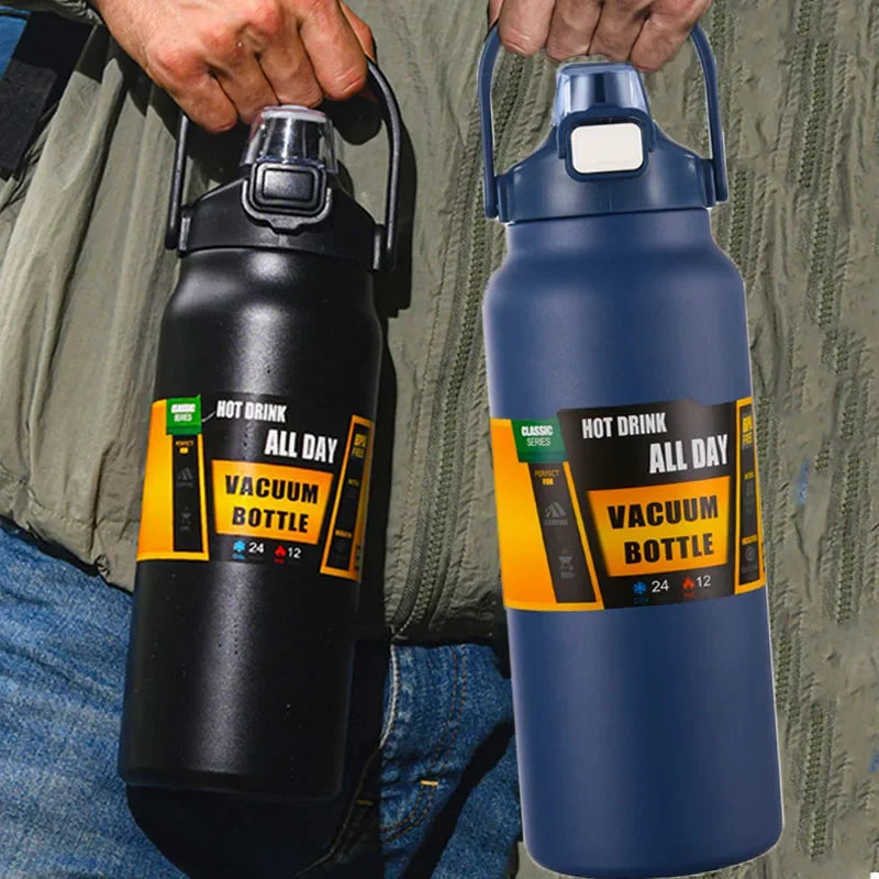 Large Capacity Vacuum Thermos Bottle with Handle & Straw – 304 SS, 6–12Hr Insulated, 800ml–1500ml, 16 Colors