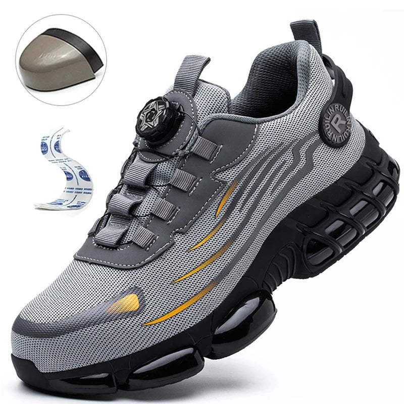 Men's Air Mesh Button-Closure Work Shoes