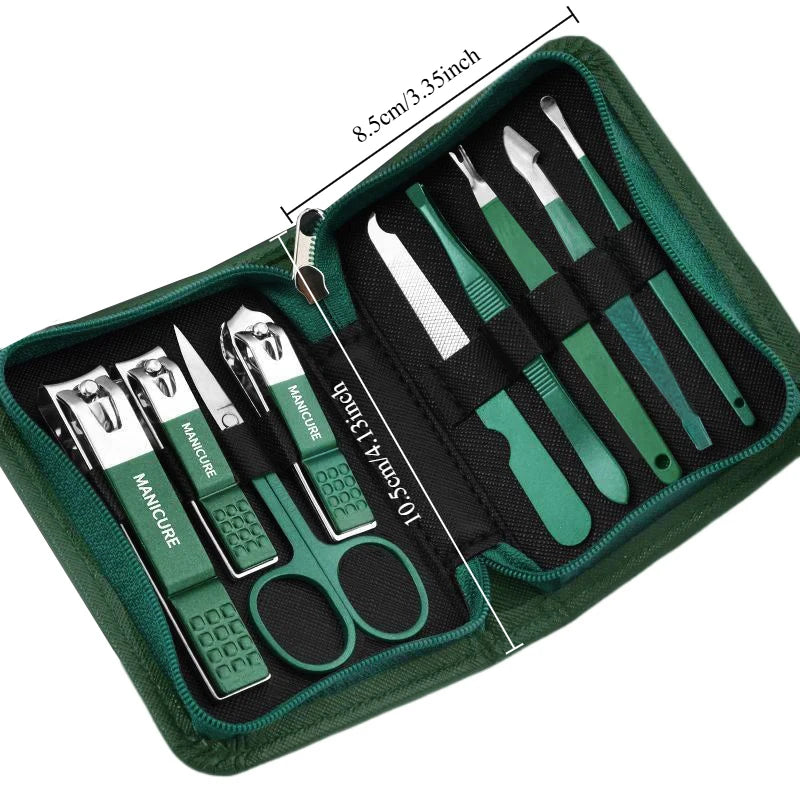 6-9 Piece Manicure Set with Leather Case – Professional Stainless Steel Nail Clipper & Foot Care Kit