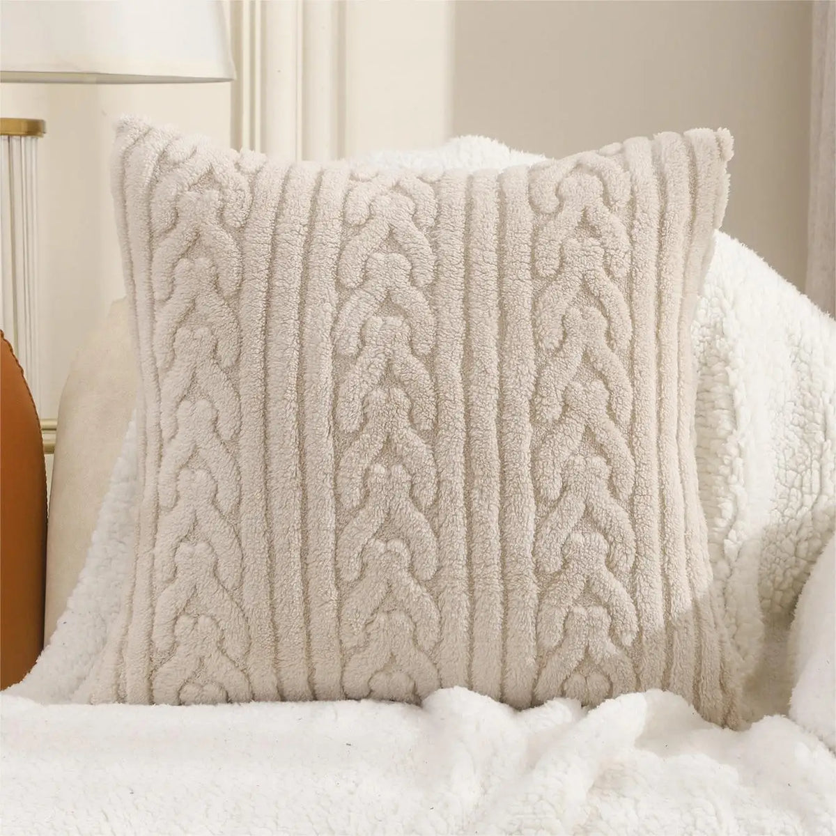 Super Soft Plush Pillow Cover – Nordic 3D Geometric Design, Hidden Zipper, Multiple Sizes