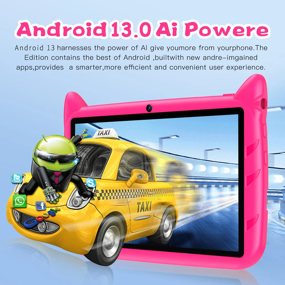 BDF 7" Kids Tablet – 4GB RAM, 64GB, Android 13, 5G Wi-Fi, Dual Camera