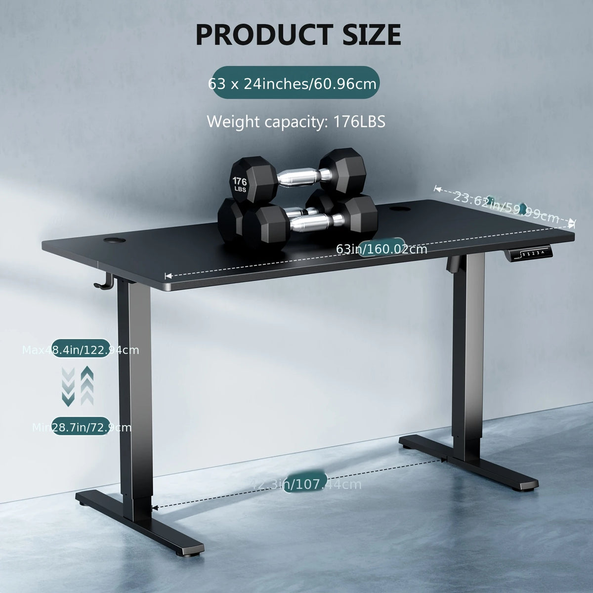 Electric Sit-Stand Standing Desk — Adjustable Height Ergonomic Rising Desk, 40–55 Inch, Multiple Colors