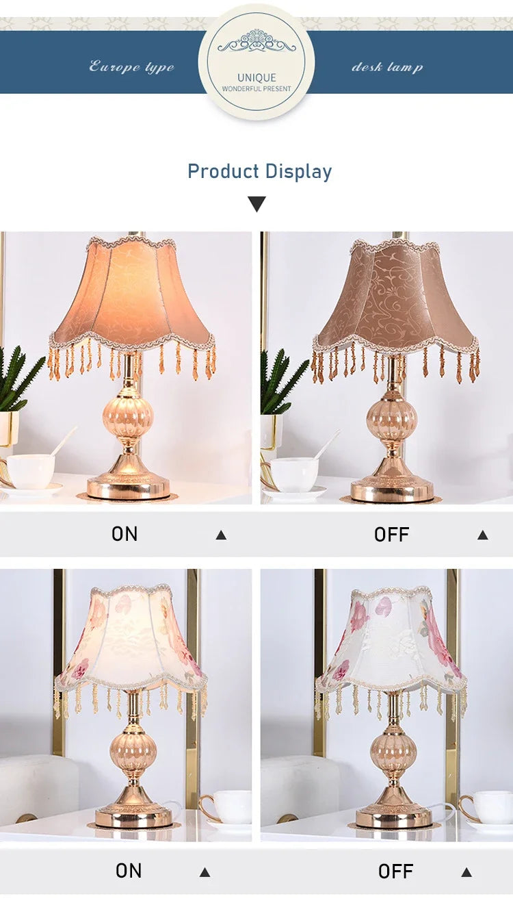Bedside Lamp – Fabric Shade & Gold or White Base