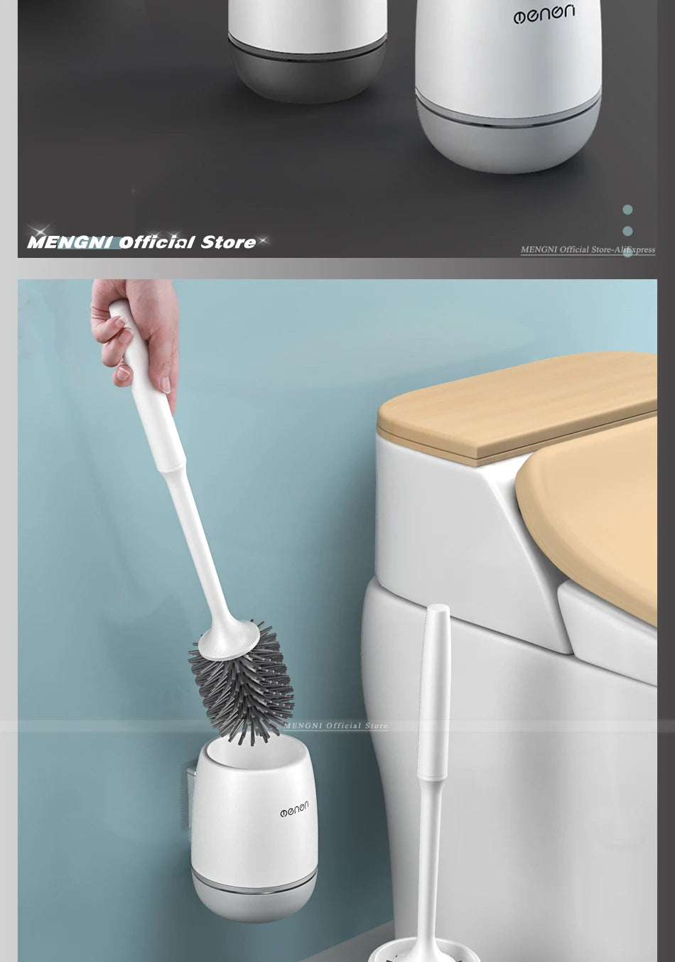 Silicone Toilet Brush & Cleaner – Wall-Mounted Bathroom Scrubber for Toilet, Bathtub & Floor