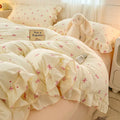 Lace Ruffle Duvet Cover – Printed Floral Comforter Cover for Adults & Kids, Single to King