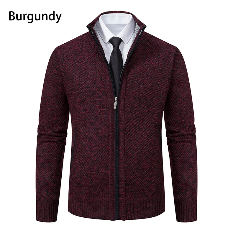 Men's Fleece Zip Cardigan Jacket — Warm Casual Layering Piece