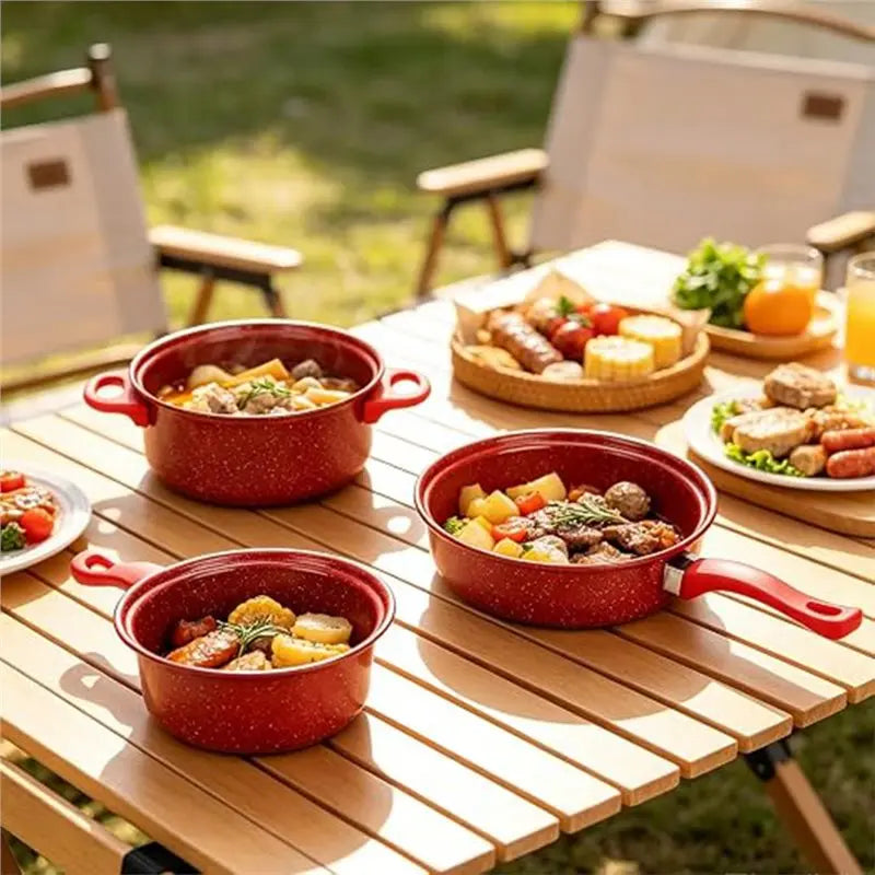 13-Piece Nonstick Cookware Set – Red Pots, Pan & Utensils