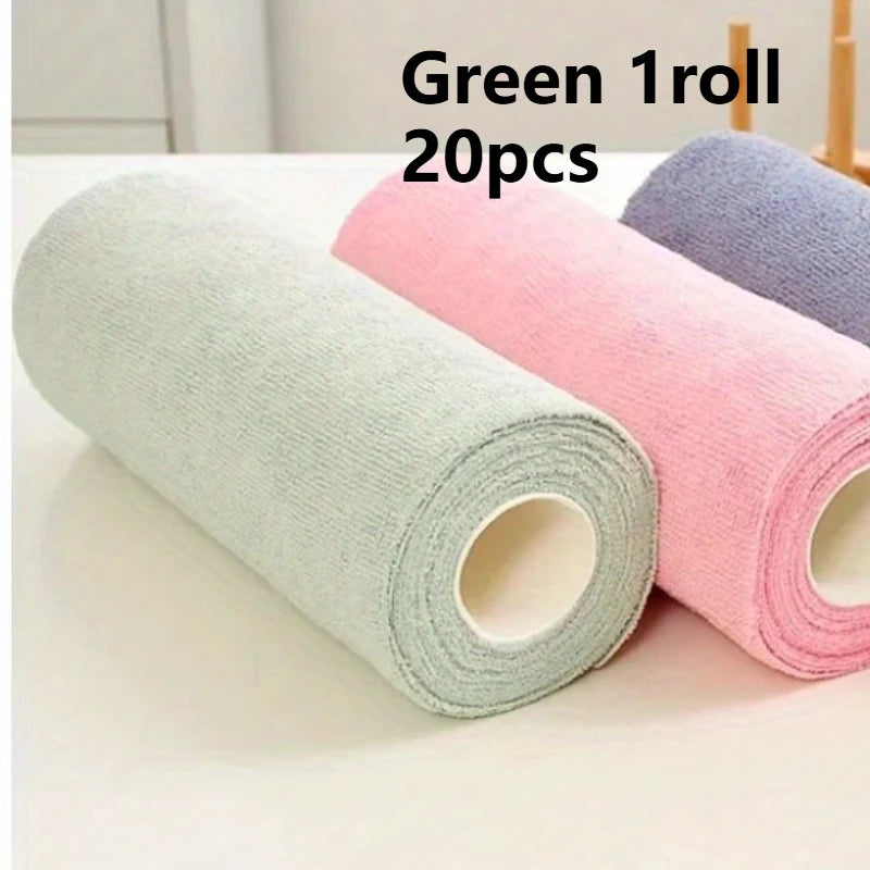 Clean Every Surface. Reuse Every Time. — Reusable Microfiber Cleaning Cloths | 20 Cloths Per Roll, Multi-Sided, Kitchen Towels, 3 Colors