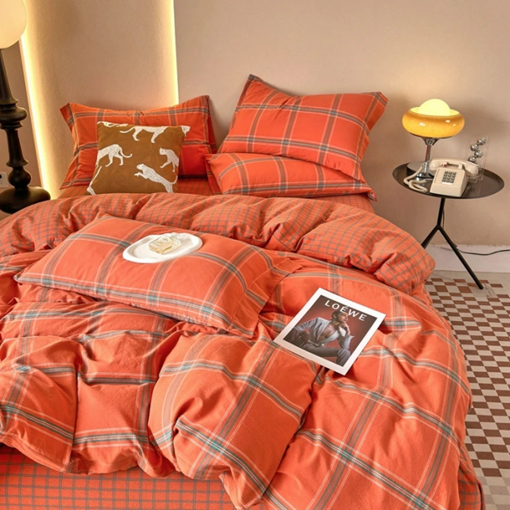 100% Cotton Plaid Duvet Cover – 160x210 to 220x240, Quilt Cover (Pillowcase Sold Separately)