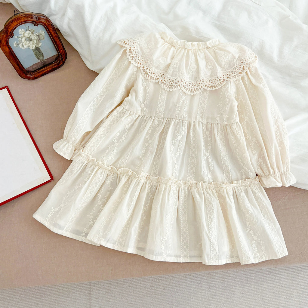 Ruffle Trim Lace Collar Baby Girls Dress — Sweet Princess Party Dress