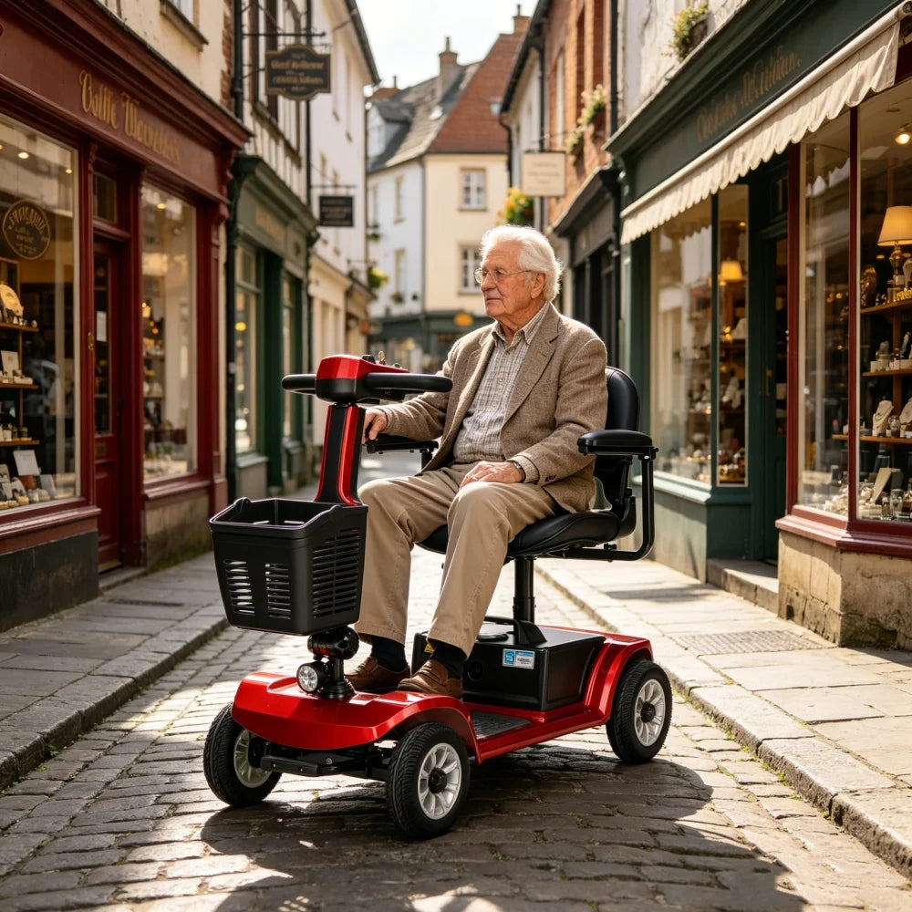 Foldable 4-Wheel Mobility Scooter – 250W, 12Ah Lithium Battery