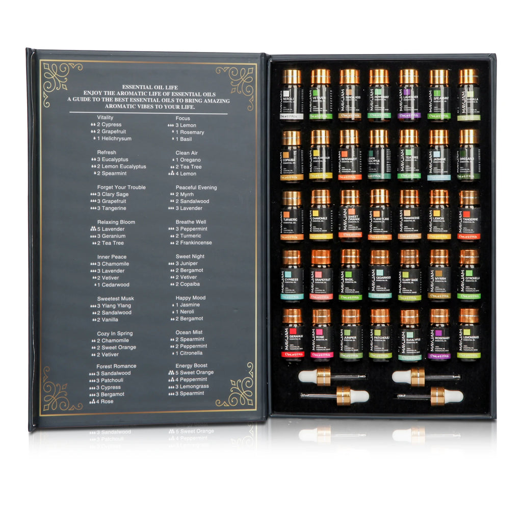MAYJAM 35-Piece Essential Oil Set — Pure Aromatherapy Oils for Diffusers, Humidifiers & Candles (CPNP Certified)