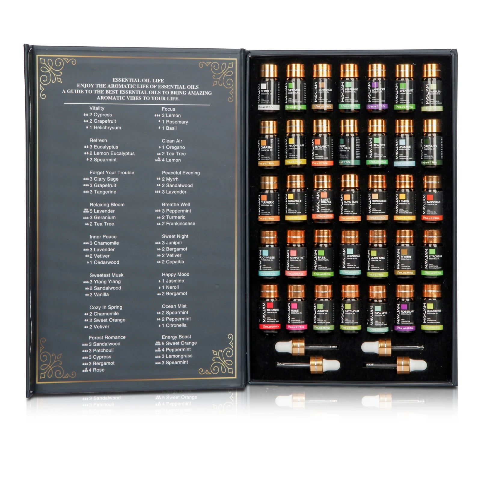 MAYJAM 35-Piece Essential Oil Set — Pure Aromatherapy Oils for Diffusers, Humidifiers & Candles (CPNP Certified)