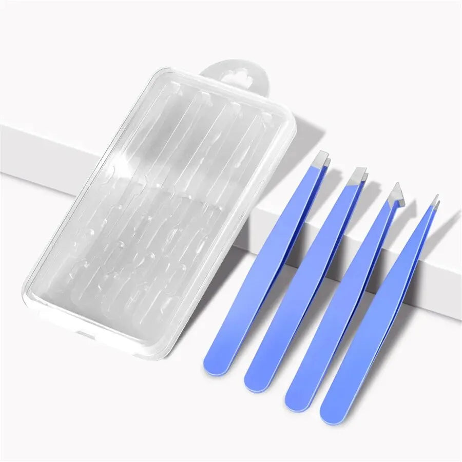 4-Piece Stainless Steel Eyebrow Tweezer Set