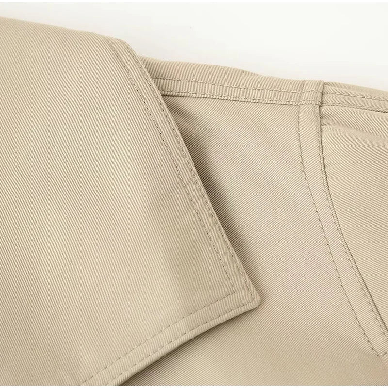 Women's Double-Breasted Cropped Trench Coat – Chic Vintage Office Jacket