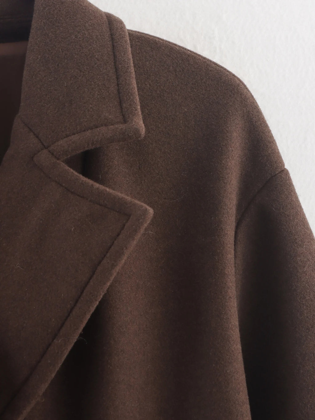 Women's Double-Breasted Woolen Coat – Elegant Long Notch Collar Autumn Winter Coat