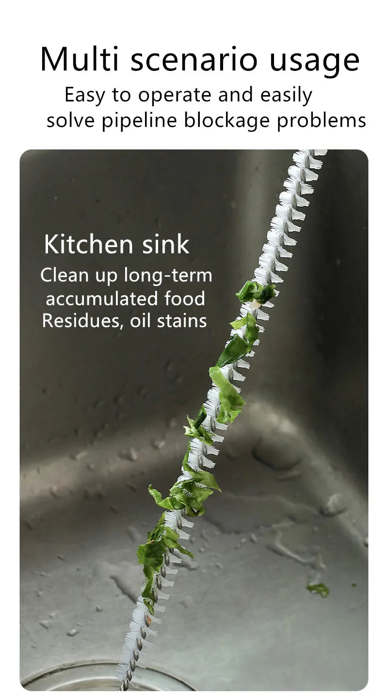 Flexible Drain Cleaning Brush — Pipe Dredging Tool for Bathroom, Kitchen & Sink Clogs