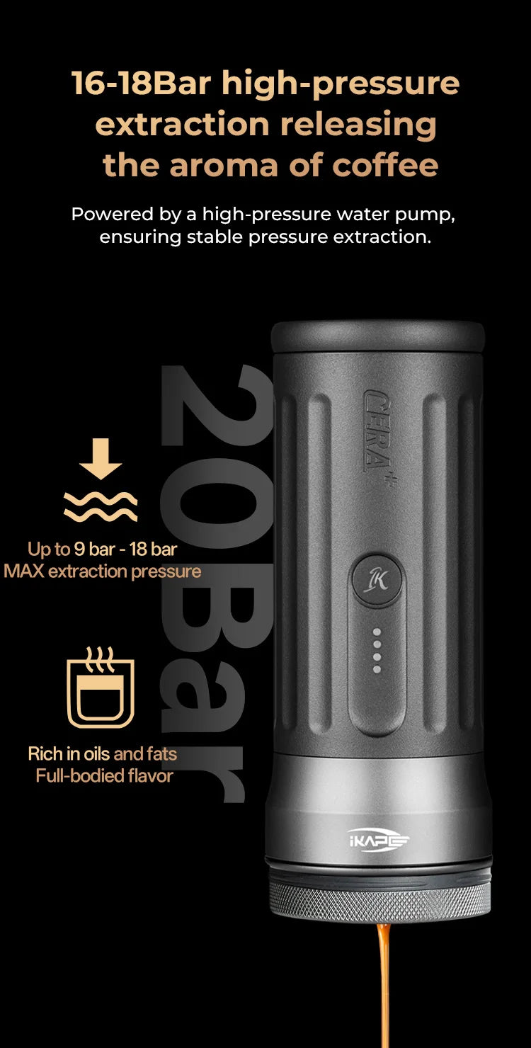 The Smartest Espresso Machine You Can Take Anywhere — IKAPE Kapo K2 | Bluetooth, 20-Bar, 13500mAh Battery, 51/58mm Portafilter