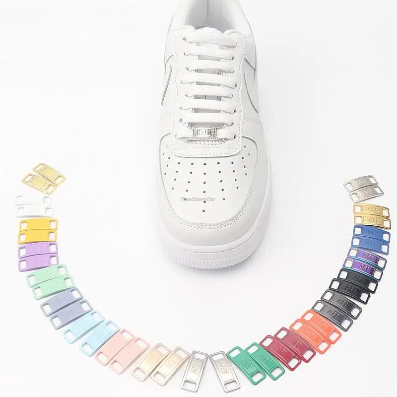 AF1 Shoelaces Combination Set — White Flat Laces & Shoe Decoration for Air Force One Sneakers