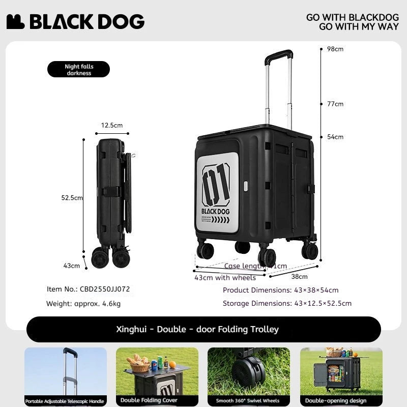 60L Foldable Storage Cart Wagon — 3-Speed Telescopic Handle & 360° Silent Wheels