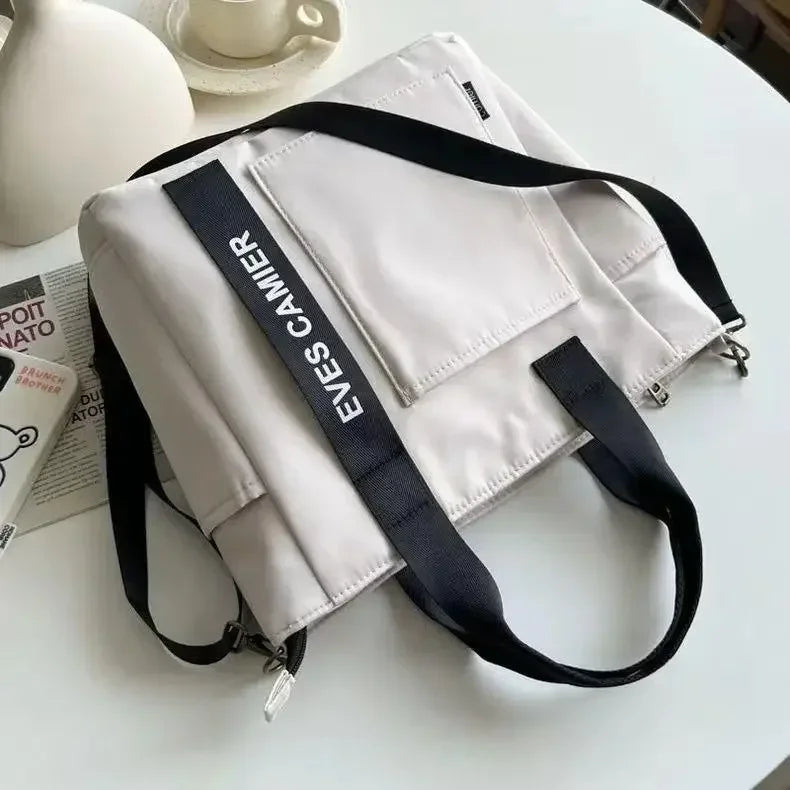 Large Capacity Nylon Canvas Tote Bag – Waterproof Shoulder Bag & Messenger for School & Daily Use