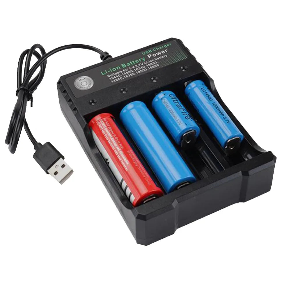 USB Li-ion Battery Charger – 2, 3 or 4 Slot Independent Charging for 18650, 18350 & 18500 Batteries
