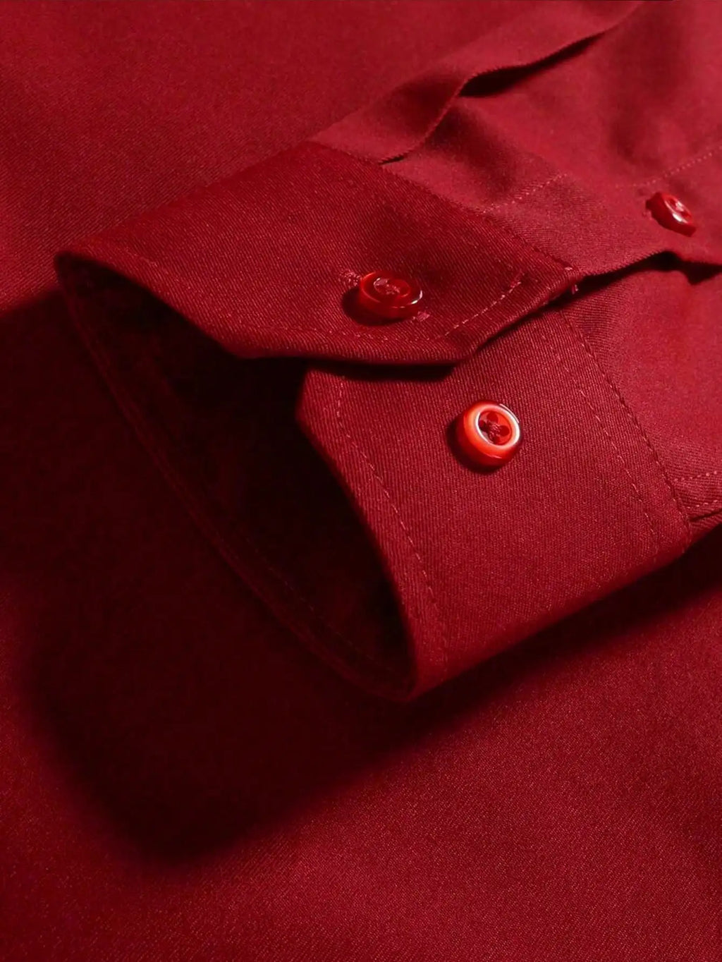Men's Solid Red Long Sleeve Formal Dress Shirt — Bold Color Business Shirt