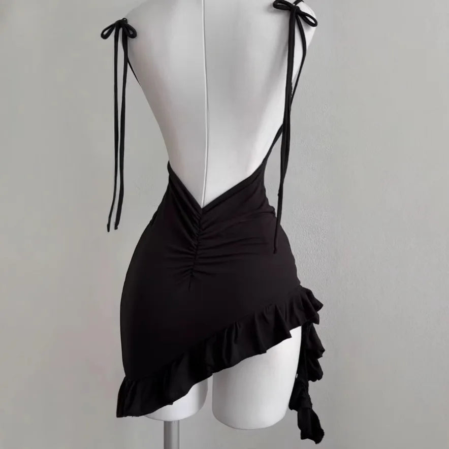 Sexy Backless Lace-Up Mini Dress — Sleeveless Bodycon Club Dress