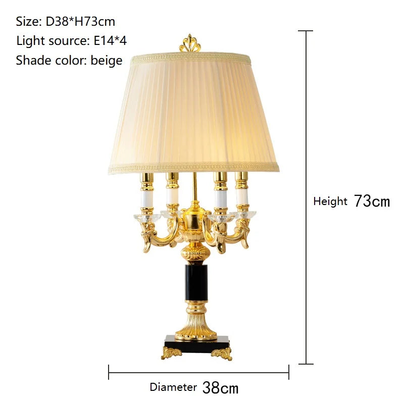 Crystal Table Lamp – Black or Beige Fabric Shade