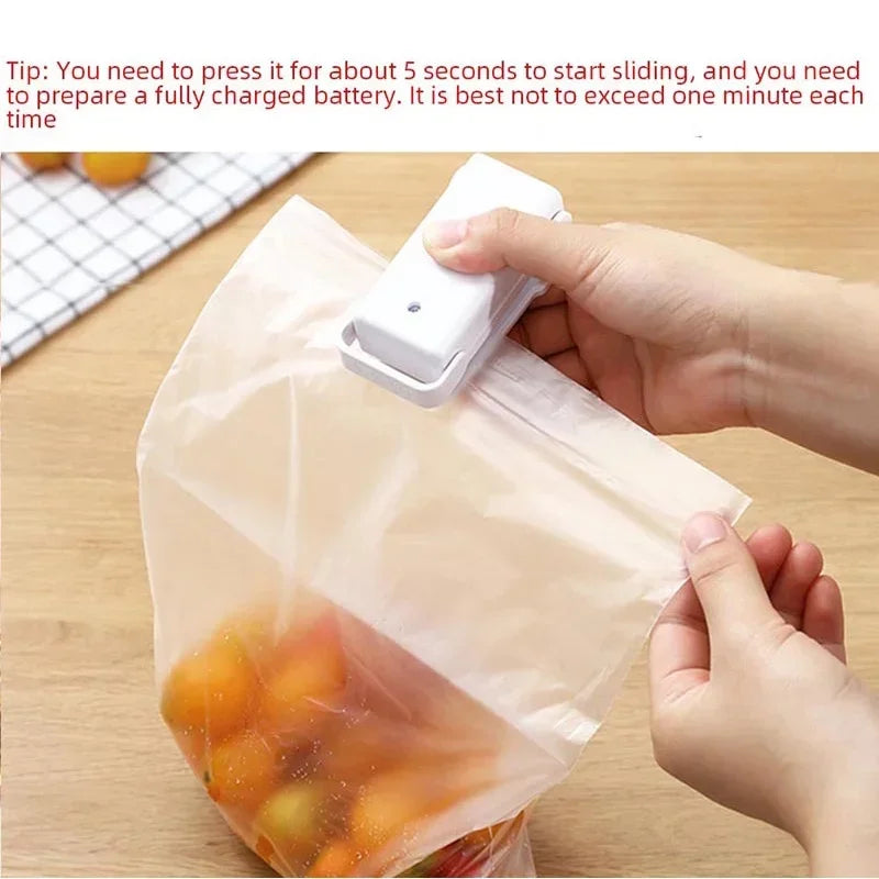 Keep Food Fresh Longer — Mini Portable Heat Bag Sealing Machine | Airtight Seal, Thermal Plastic Food Bag Closure, Battery Powered