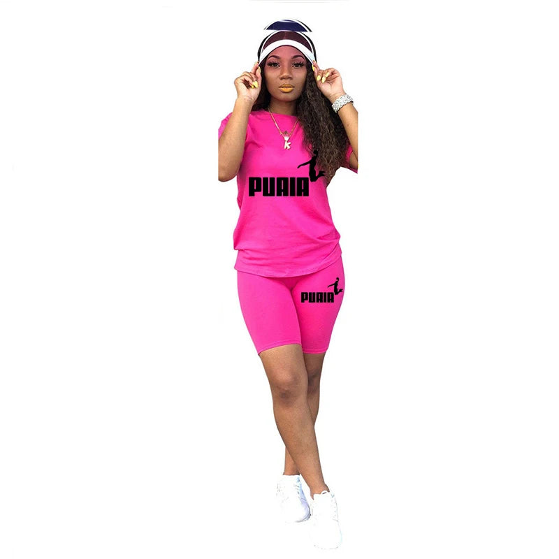 Women's Summer Two-Piece Tracksuit Set – O-Neck T-Shirt & Shorts Casual Daily Wear 2026
