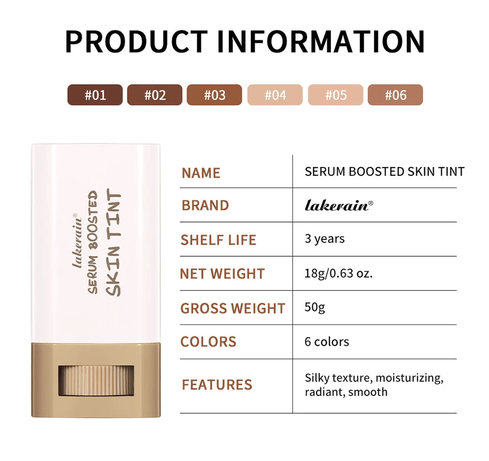Skin Tint Foundation Stick — Waterproof Nourishing Tinted Serum Contour Balm