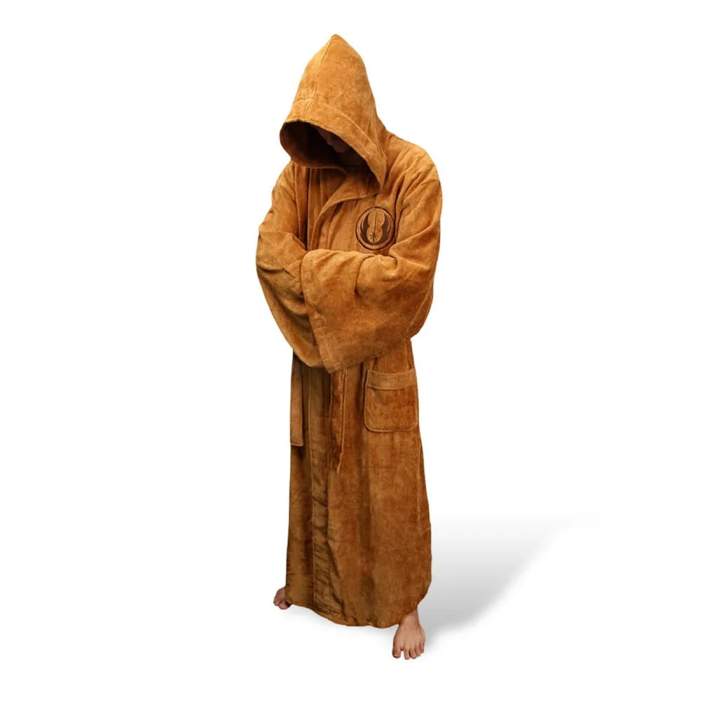 Men's Hooded Thick Flannel Robe | Star Print Winter Bathrobe Homewear
