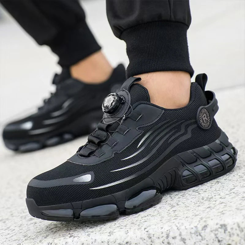 Men's Air Mesh Button-Closure Work Shoes